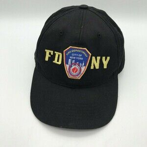 FDNY New York City Fire Department Hat Embroidered Adjustable Black Baseball Cap